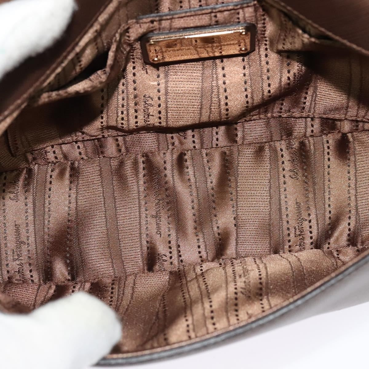 Salvatore Ferragamo Gancini Chain Shoulder bag Leather, BROWN, LEATHER, Shoulder bag
