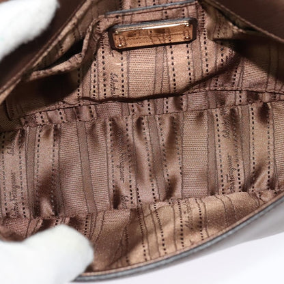 Salvatore Ferragamo Gancini Chain Shoulder bag Leather, BROWN, LEATHER, Shoulder bag
