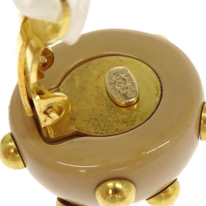 Chanel Vintage CC Round Cutout Clip-On Earrings Metal, BEIGE, GOLD_PLATED, Earrings