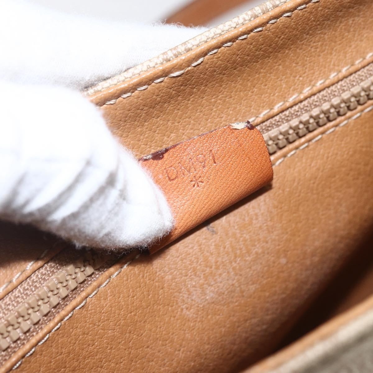 Celine Vintage Macadam Circle Logo Shoulder Bag Canvas and Leather, BEIGE, CANVAS, Shoulder bag