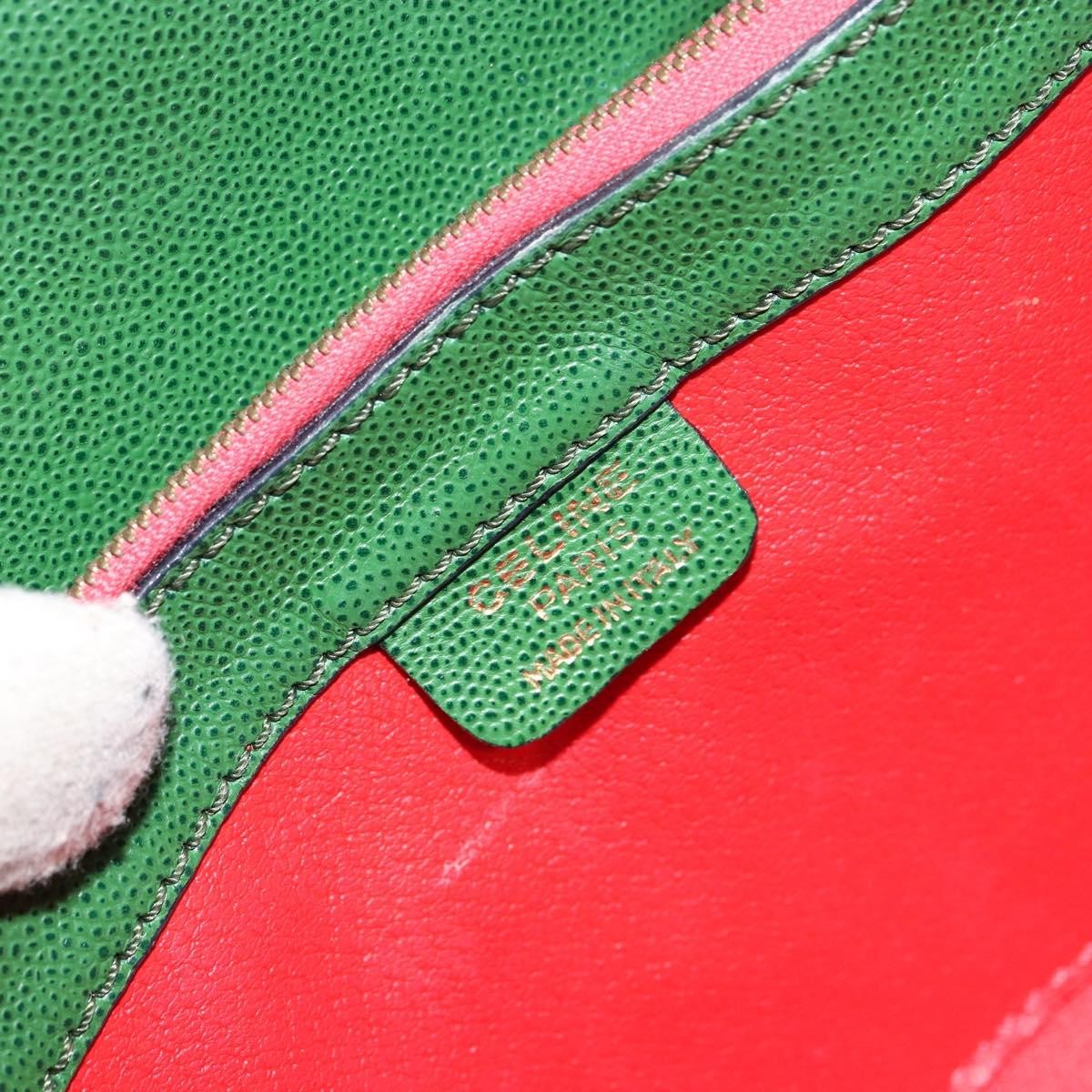 Celine Vintage Shoulder Bag Leather, GREEN, LEATHER, Shoulder bag