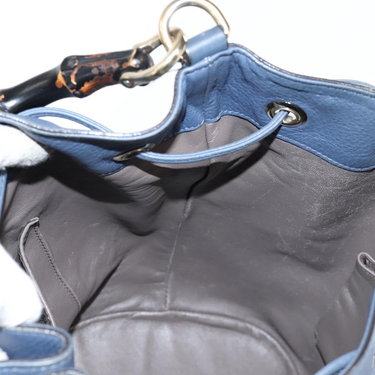 Gucci Miss Bamboo Bucket Bag Leather, BLUE, LEATHER, Handbag