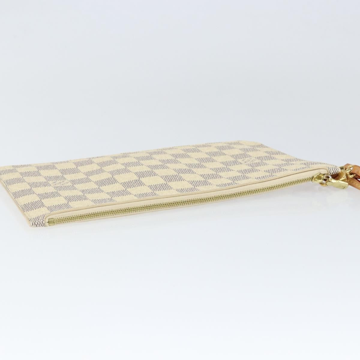 Louis Vuitton Neverfull Pochette Damier, WHITE, CANVAS, Clutche & pouche