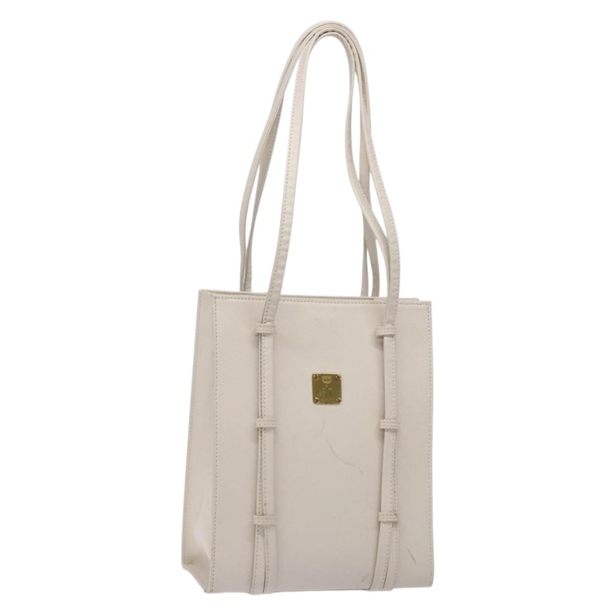 MCM Vintage Shoulder Bag Leather, WHITE, LEATHER, Shoulder bag
