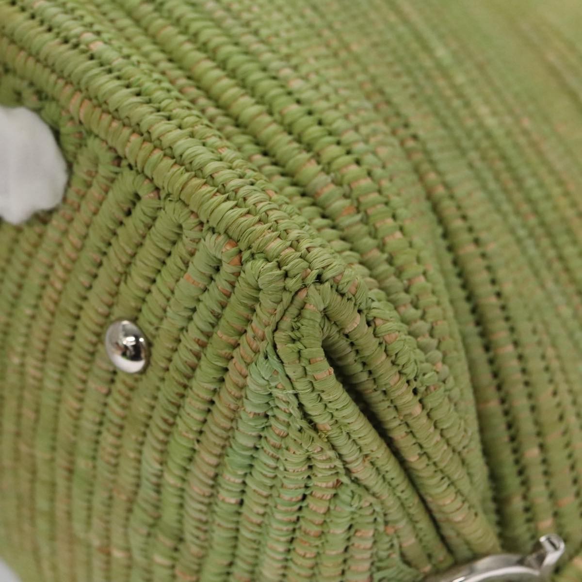 Salvatore Ferragamo Sofia Satchel Raffia with Leather, GREEN, WOOD, Handbag