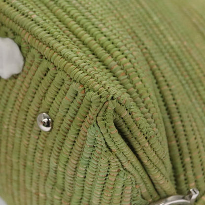 Salvatore Ferragamo Sofia Satchel Raffia with Leather, GREEN, WOOD, Handbag