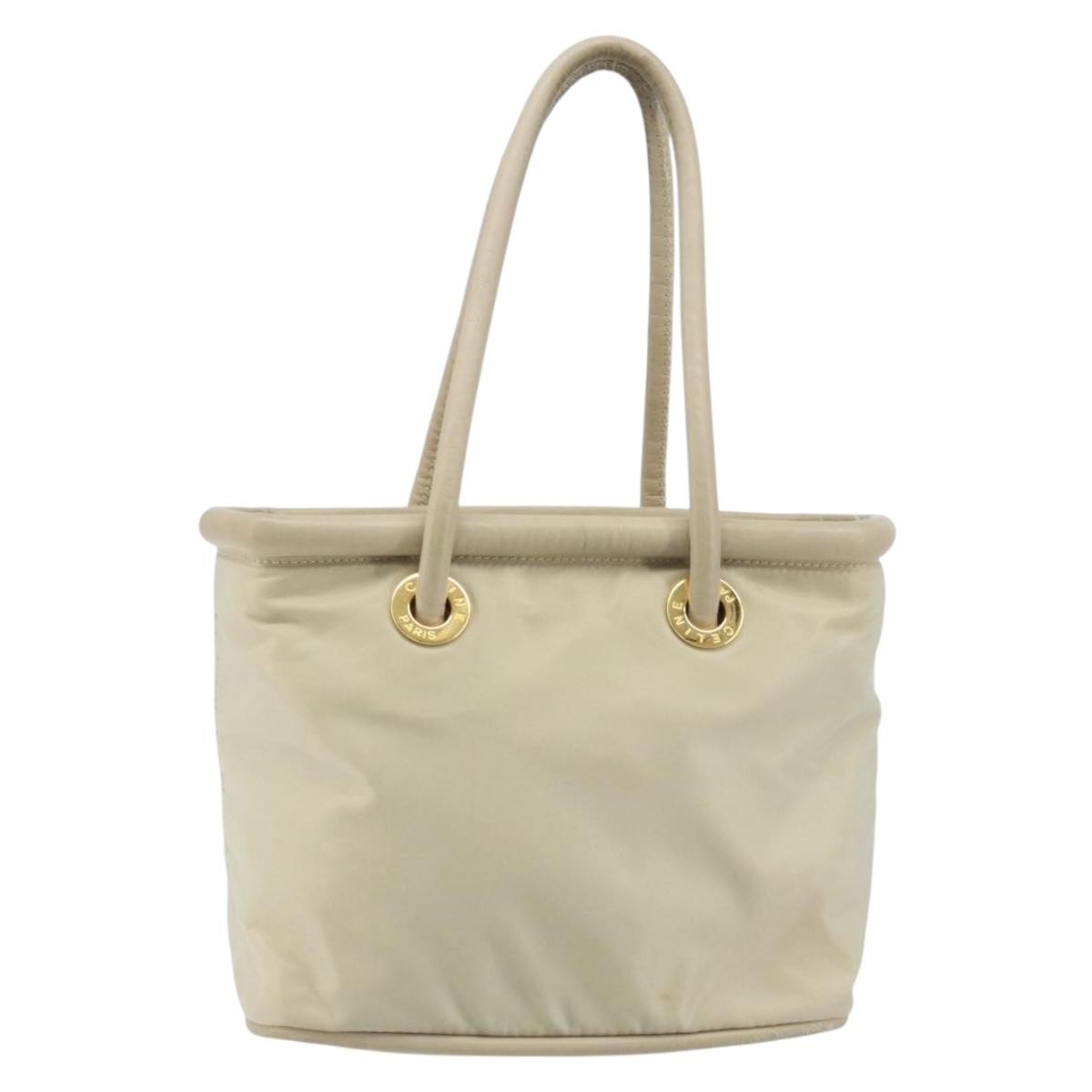 Celine Handbag Nylon, Beige, Nylon, Handbag