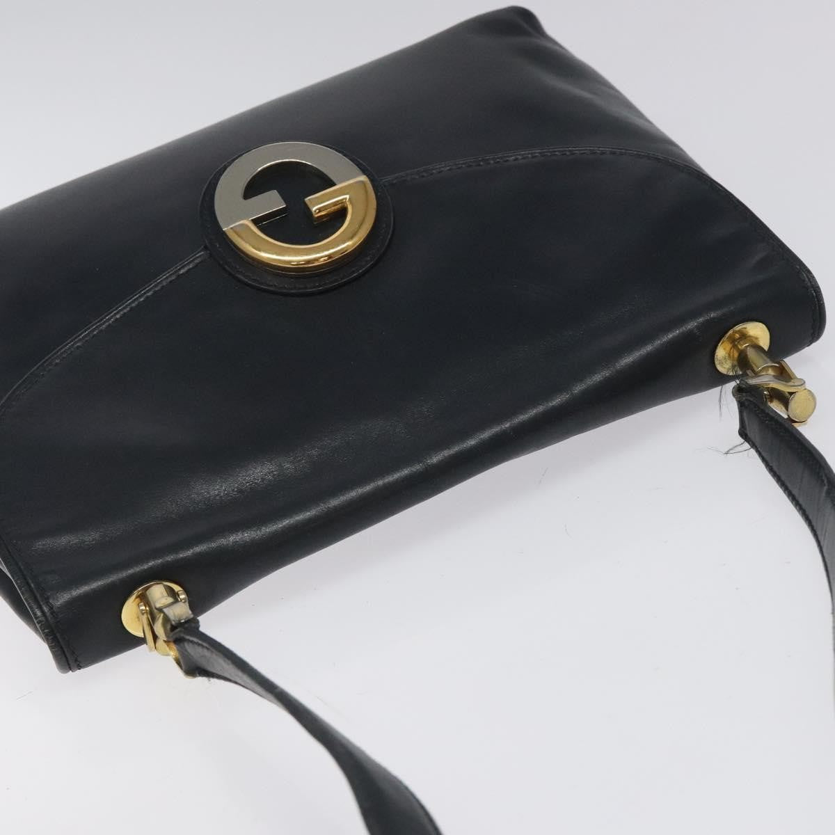Gucci Vintage Shoulder Bag Leather, NAVY, LEATHER, Shoulder bag