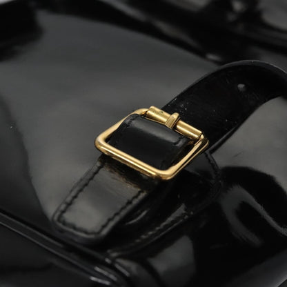 Gucci Vintage Bamboo Backpack Patent, BLACK, PATENT_LEATHER, Backpack
