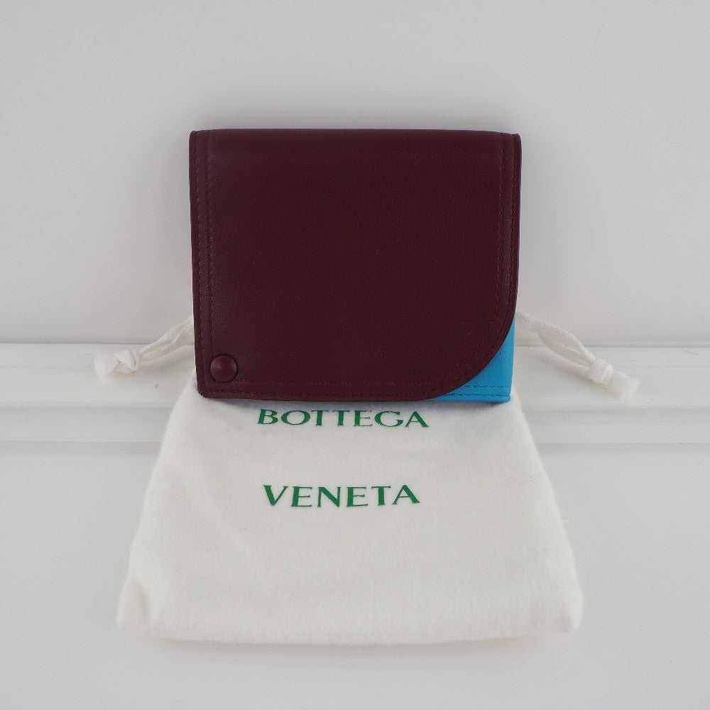 Bottega Veneta Bicolor Card Holder Leather, BURGUNDY, LEATHER, Card Holders