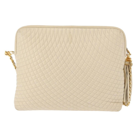 Bally Vintage Chain Shoulder Bag Quilted Leather, BEIGE, LEATHER, Shoulder bag