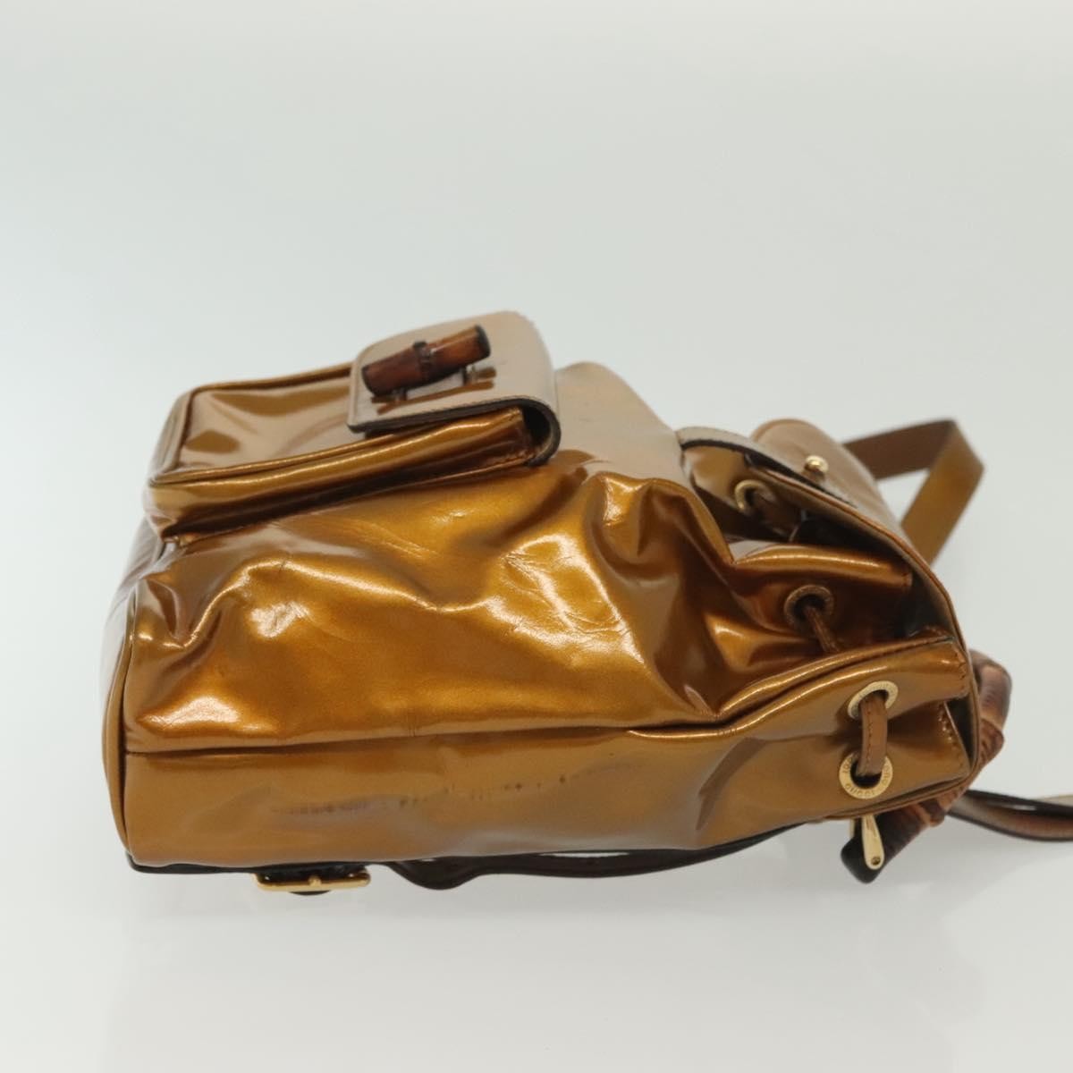 Gucci Vintage Bamboo Backpack Patent, GOLD, PATENT_LEATHER, Backpack