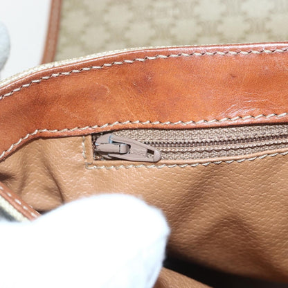Celine Vintage Macadam Handbag Canvas and Leather, BEIGE, CANVAS, Handbag