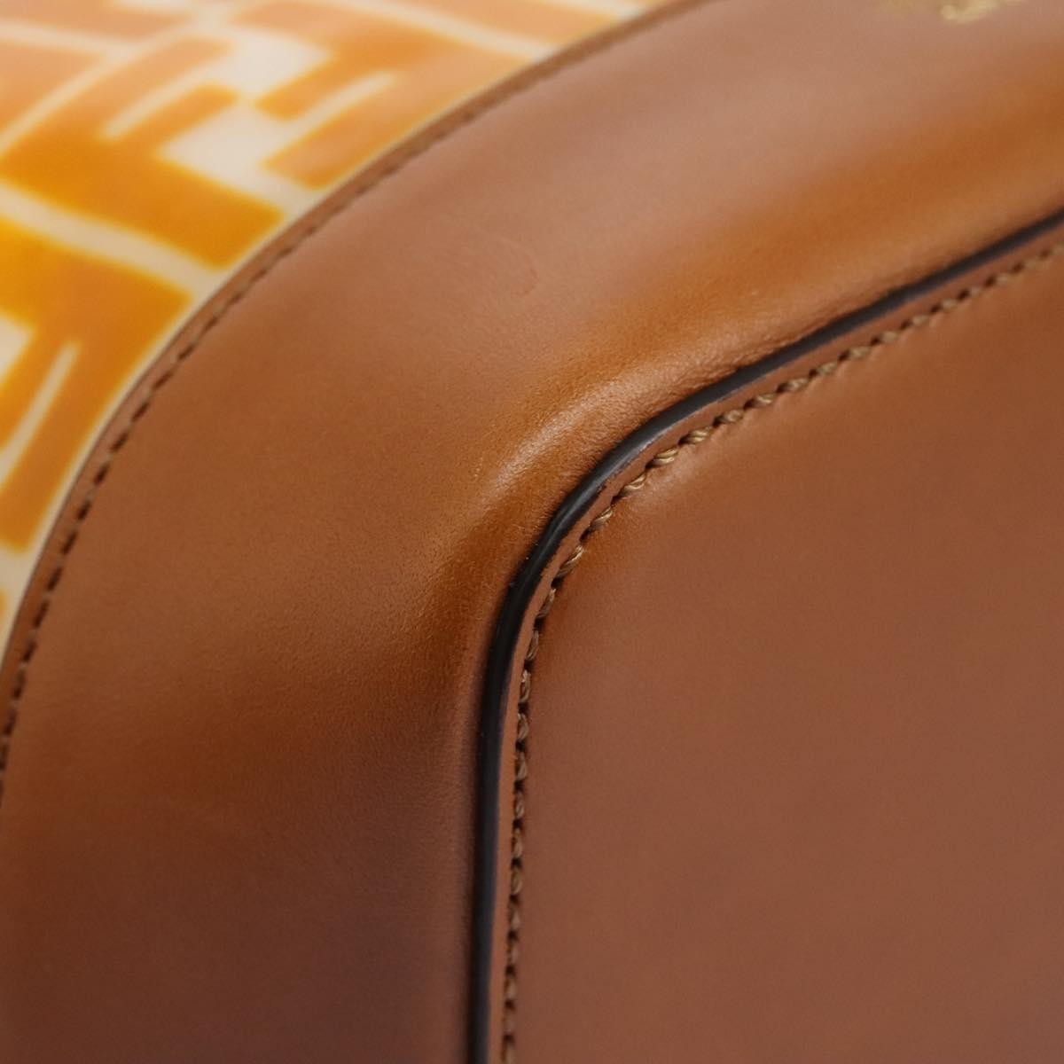 Fendi FF Logo Mon Tresor Bucket Bag Canvas, ORANGE, CANVAS, Shoulder bag