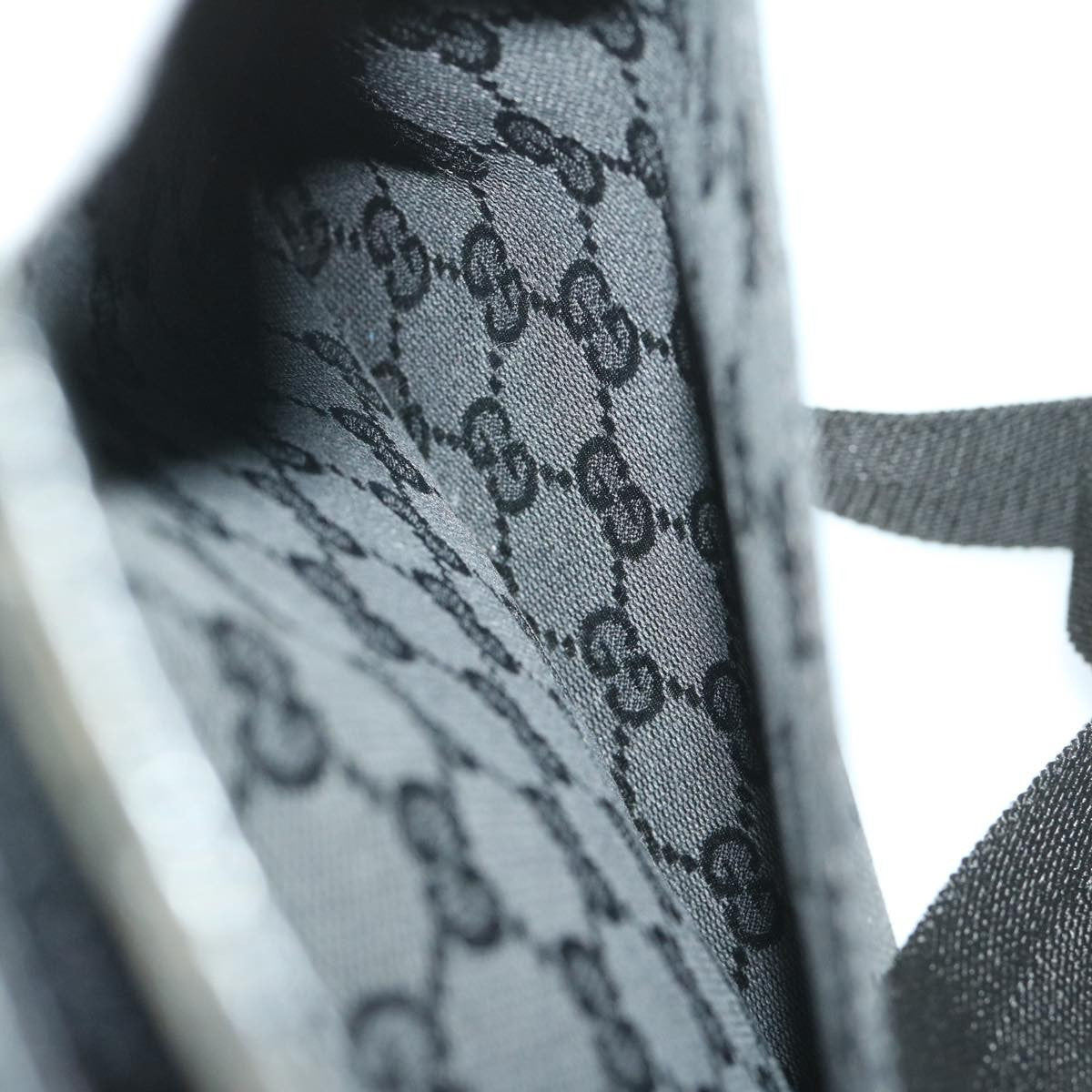 Gucci Vintage Flat Messenger Bag GG Canvas and Leather, BLACK, CANVAS, Crossbody bag