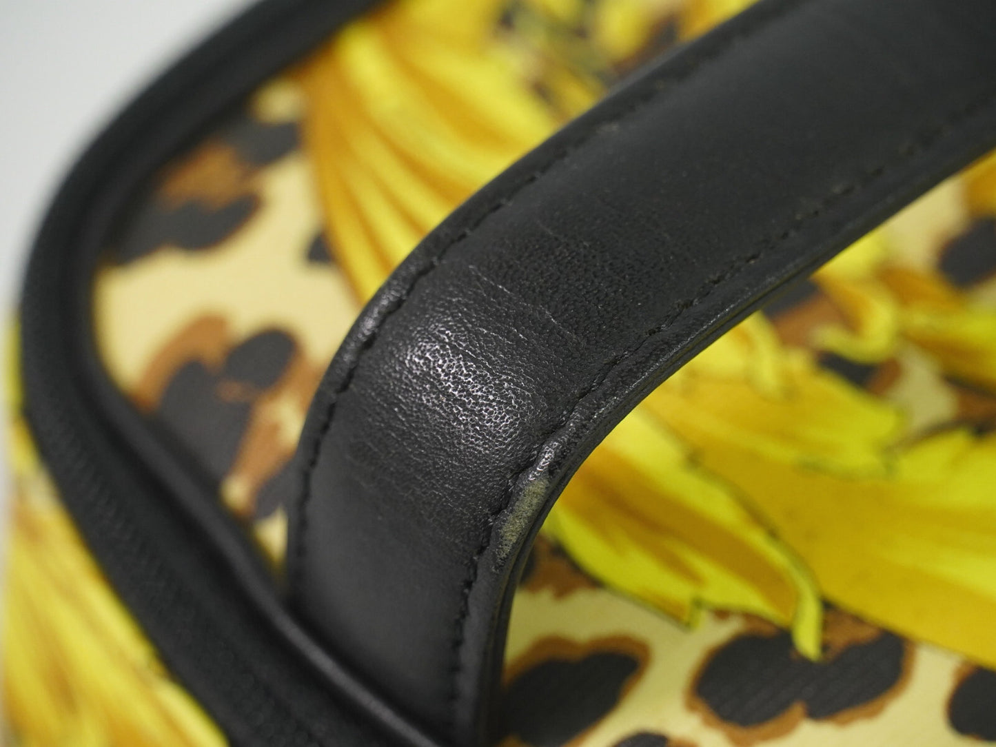 Versace Vanity Hand Bag Canvas and Leather, YELLOW, PVC, Handbag