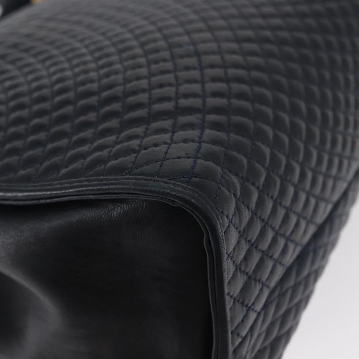 Bally Vintage Handbag Quilted Leather, NAVY, LEATHER, Handbag