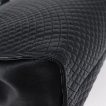 Bally Vintage Handbag Quilted Leather, NAVY, LEATHER, Handbag