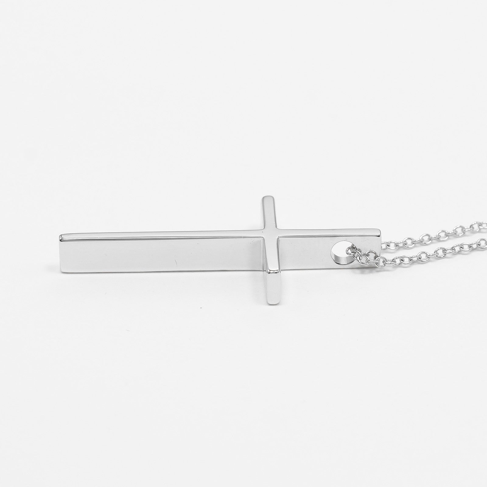 Tiffany & Co. Metro Cross Pendant Necklace 18K White Gold and Diamonds, SILVER, WHITE_GOLD, Necklace