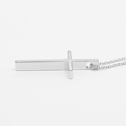 Tiffany & Co. Metro Cross Pendant Necklace 18K White Gold and Diamonds, SILVER, WHITE_GOLD, Necklace