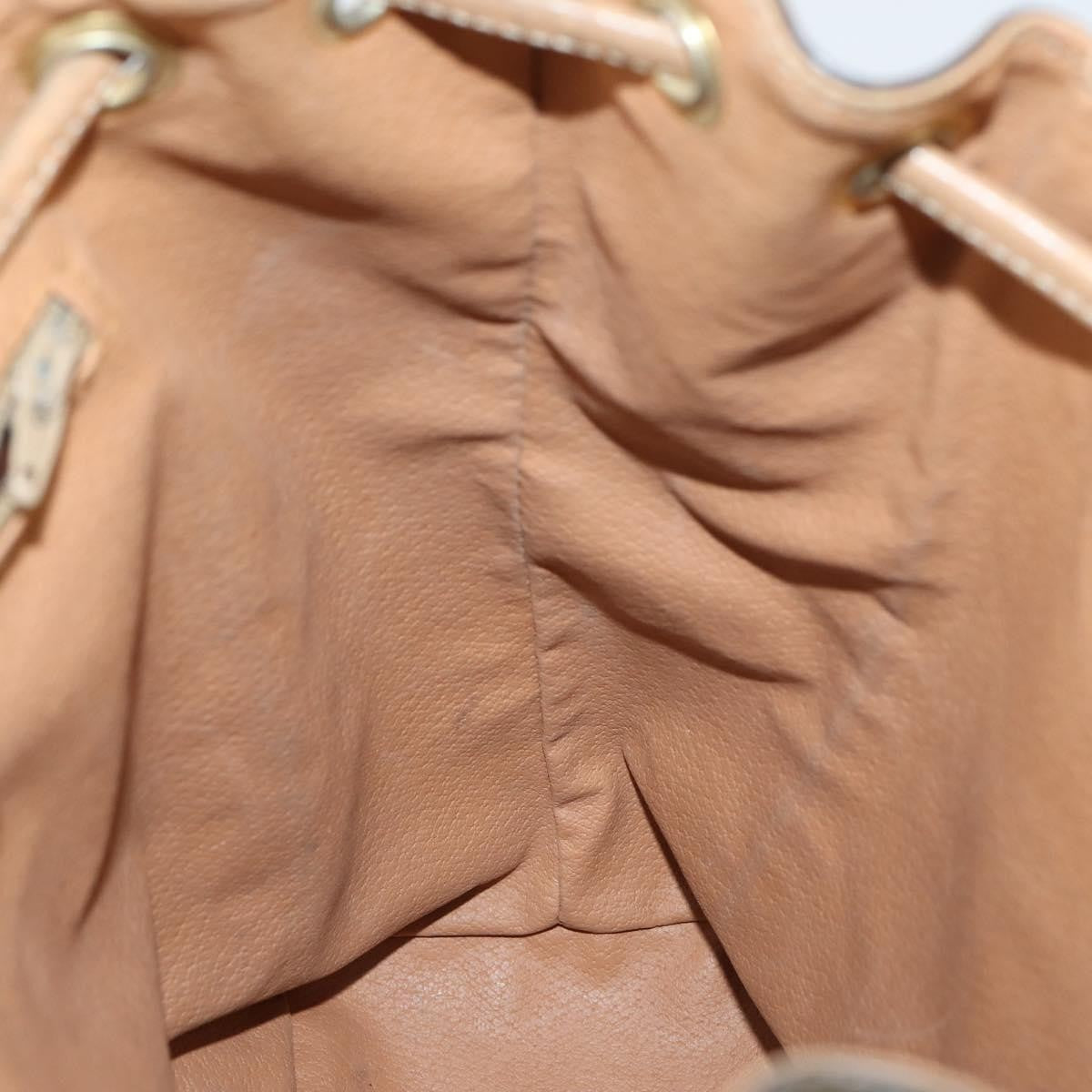 Celine Vintage Drawstring Flap Backpack Macadam Coated Canvas, BROWN, CANVAS, Backpack