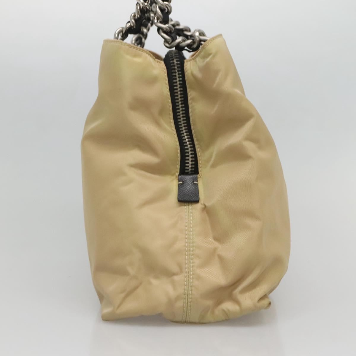 Prada Convertible Chain Tote Quilted Tessuto, BEIGE, NYLON, Tote bag