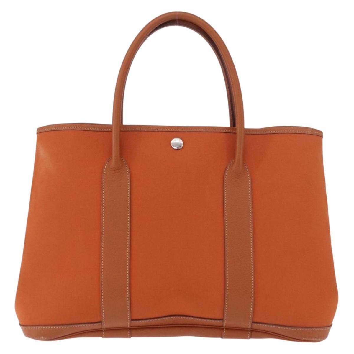 Hermes Garden Party Tote Toile and Leather, Orange, Canvas, Tote Bag