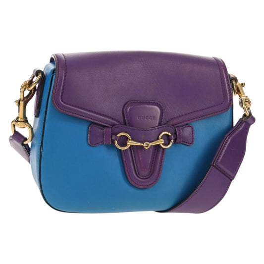 Gucci Lady Web Shoulder Bag Leather, BLUE, LEATHER, Shoulder bag