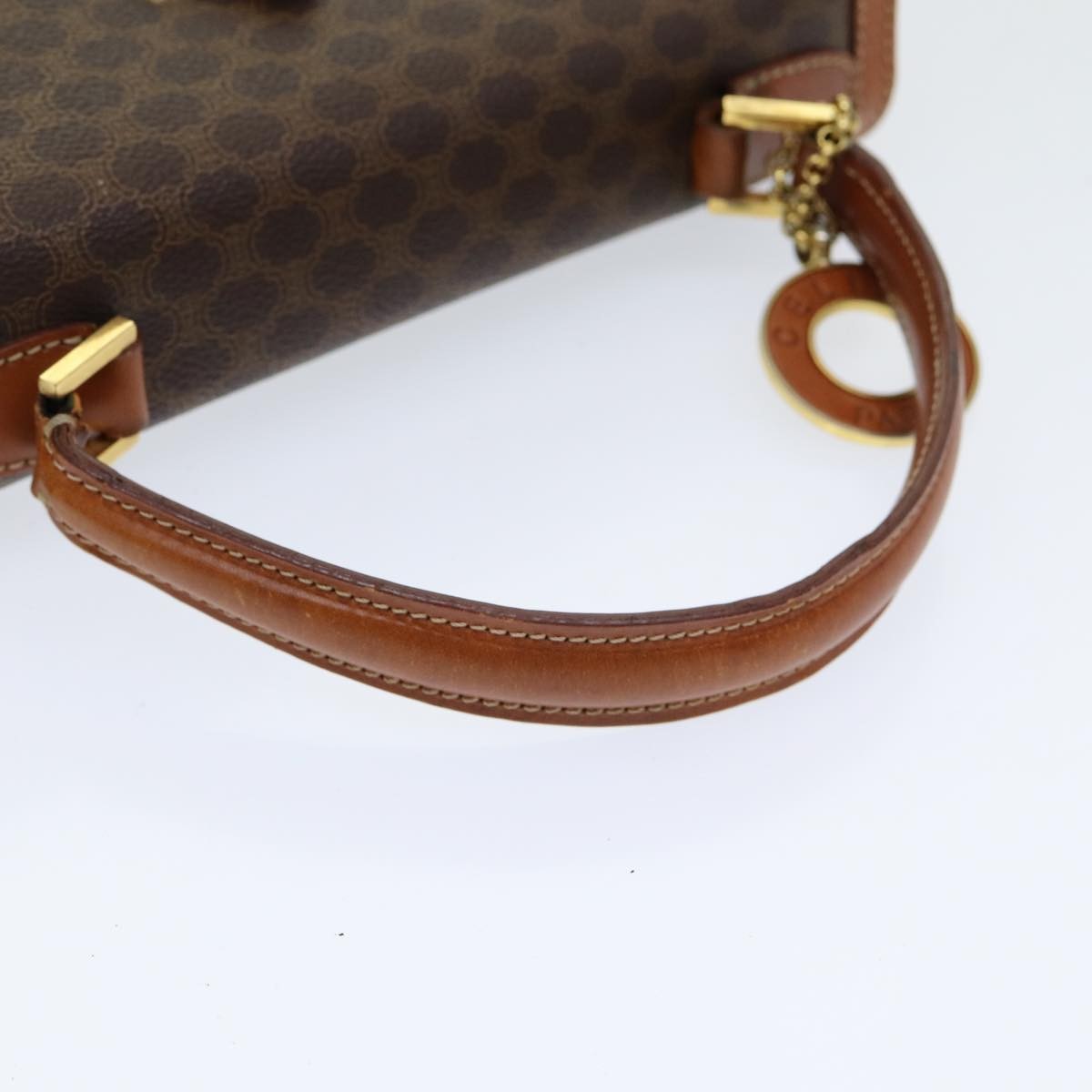 Celine Vintage Convertible Top Handle Bag Macadam Coated Canvas, BROWN, CANVAS, Handbag