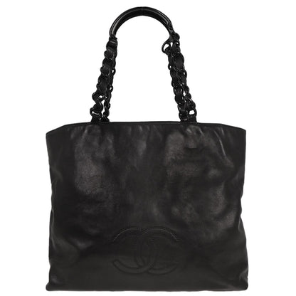 Chanel Vintage CC Resin Chain Tote Leather, BLACK, LEATHER, Tote bag