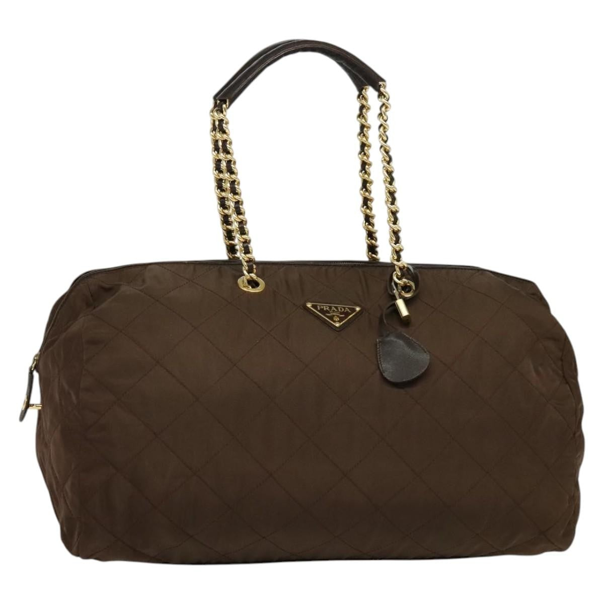 Prada Boston Bag Quilted tessuto, BROWN, NYLON, Travel bag