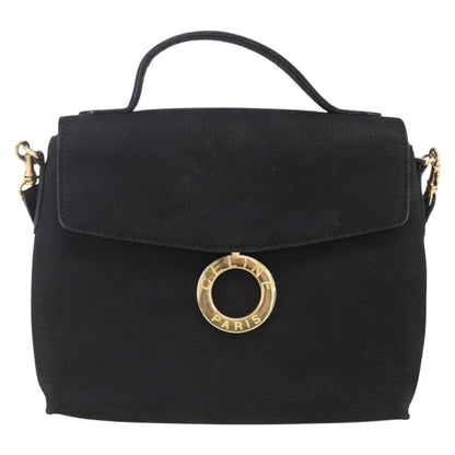 Celine Circle Logo Shoulder Bag Leather, BLACK, LEATHER, Shoulder bag