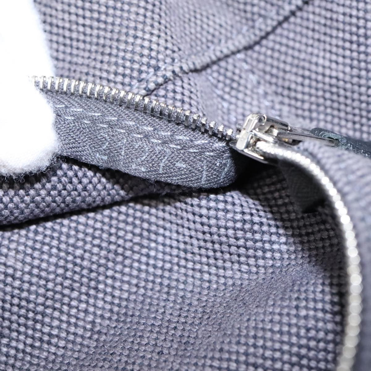 Hermes Sac Harnais Tote Toile and Leather, GRAY, CANVAS, Tote bag