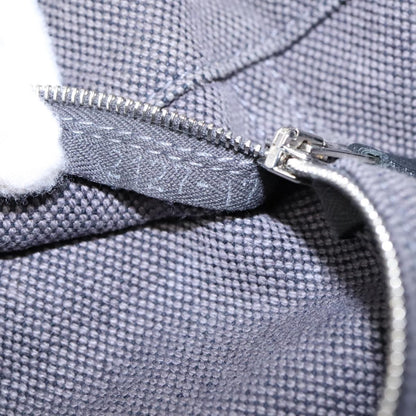 Hermes Sac Harnais Tote Toile and Leather, GRAY, CANVAS, Tote bag