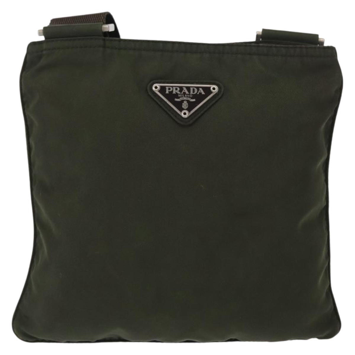 Prada Flat Messenger Bag Tessuto, KHAKI, NYLON, Shoulder bag