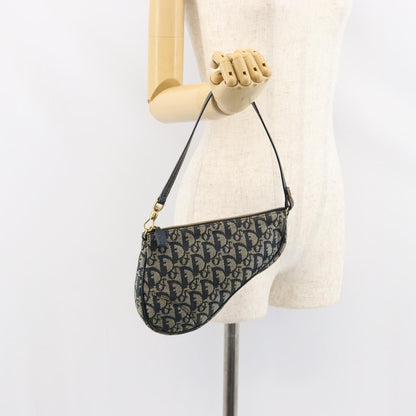 Christian Dior Vintage Saddle Bag Diorissimo Canvas, NAVY, CANVAS, Clutche & pouche