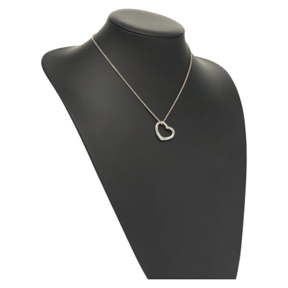 Tiffany & Co. Elsa Peretti Open Heart Pendant Necklace Sterling Silver, SILVER, SILVER, Necklace