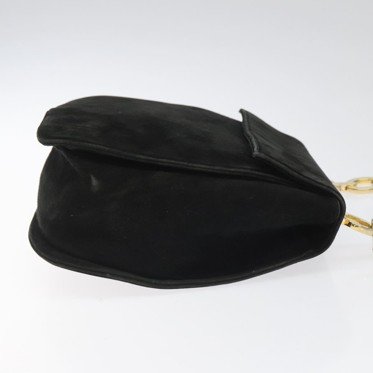 Salvatore Ferragamo Gancini Shoulder Bag Suede, BLACK, SUEDE, Shoulder bag