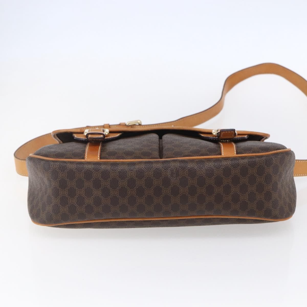 Celine Vintage Macadam Shoulder Bag Canvas and Leather, BROWN, CANVAS, Shoulder bag