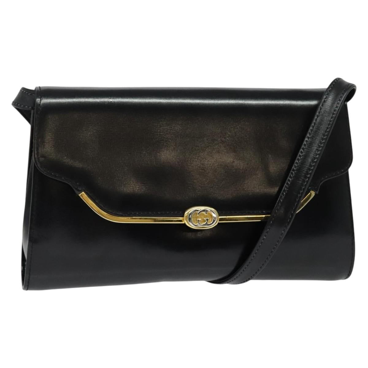 Gucci Vintage Shoulder Bag Leather, BLACK, LEATHER, Shoulder bag