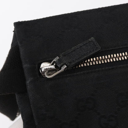 Gucci Vintage Double Belt Bag GG Canvas with Leather, BLACK, CANVAS, Shoulder bag