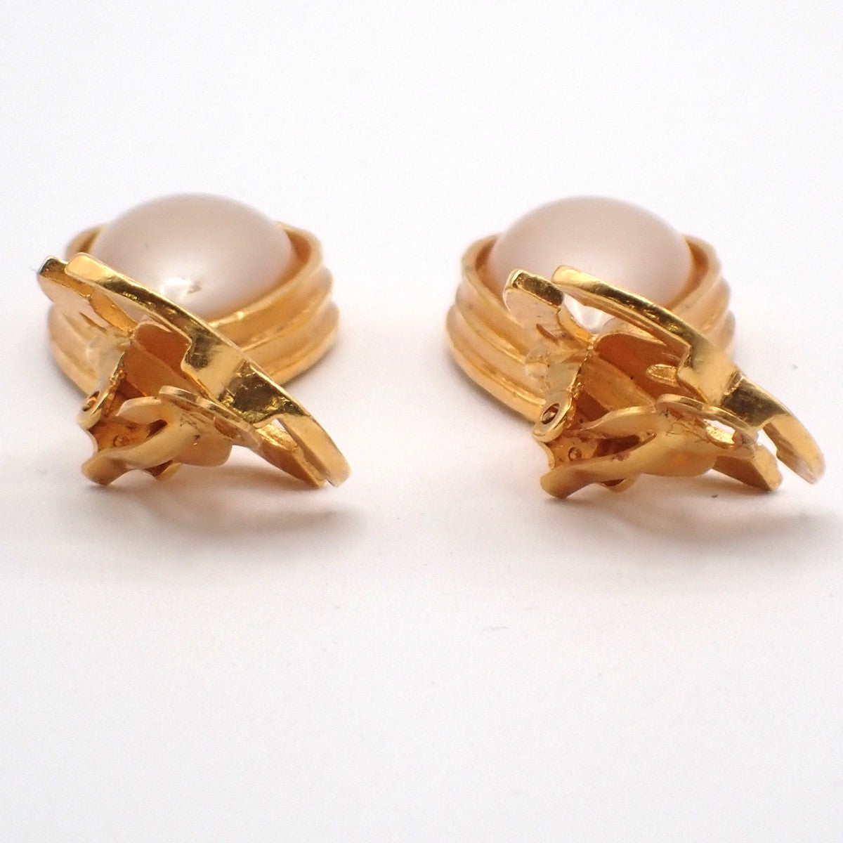 Chanel CC Teardrop Earrings Metal with Faux Pearl, Gold, Gold Plated, Earrings