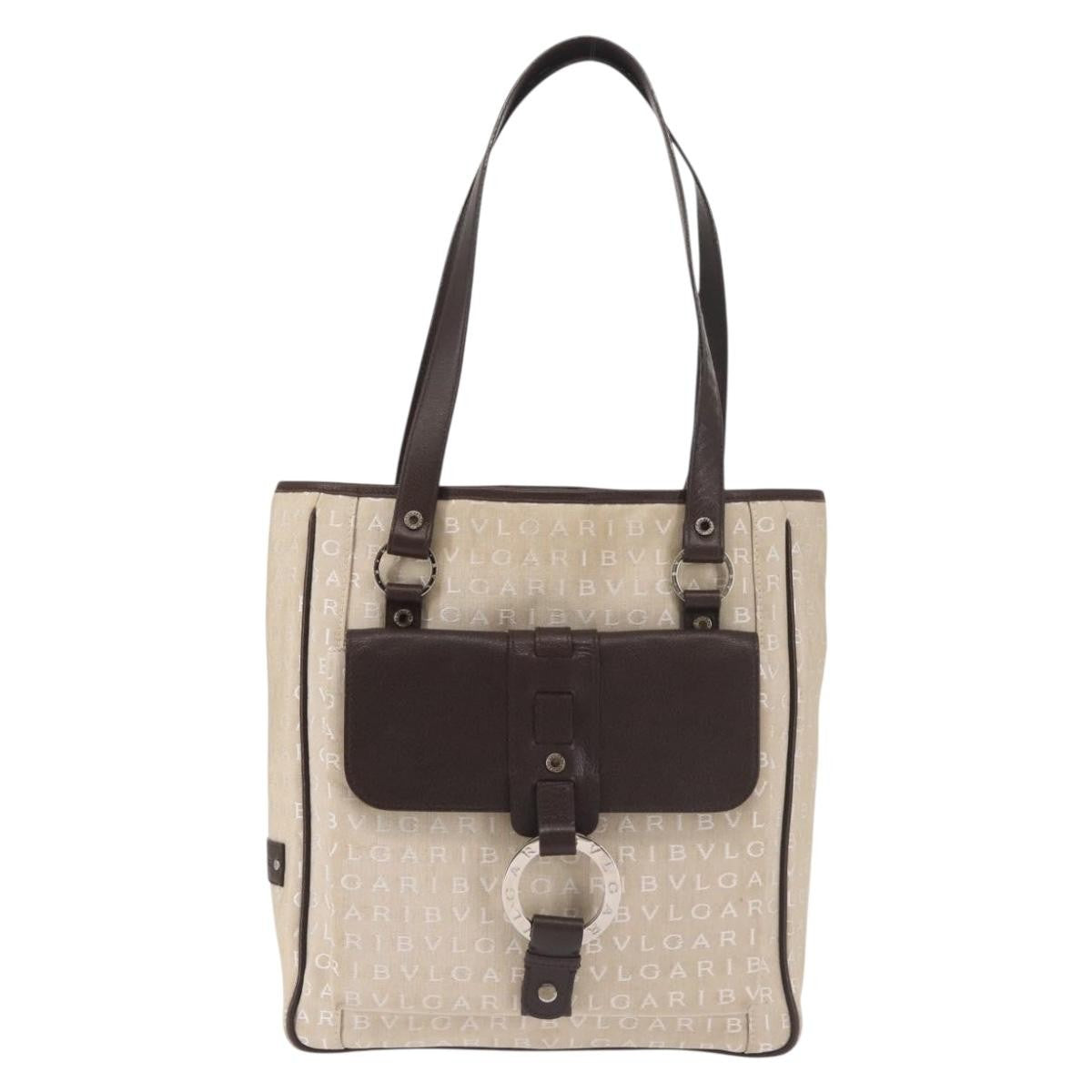 Bvlgari B.Zero1 Logomania Bag Canvas with Leather, BEIGE, CANVAS, Tote bag