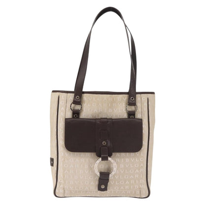 Bvlgari B.Zero1 Logomania Bag Canvas with Leather, BEIGE, CANVAS, Tote bag