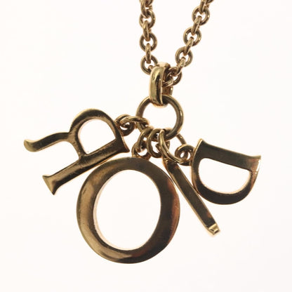 Christian Dior Logo Necklace Crystal Embellished Metal, GOLD, METAL, Necklace