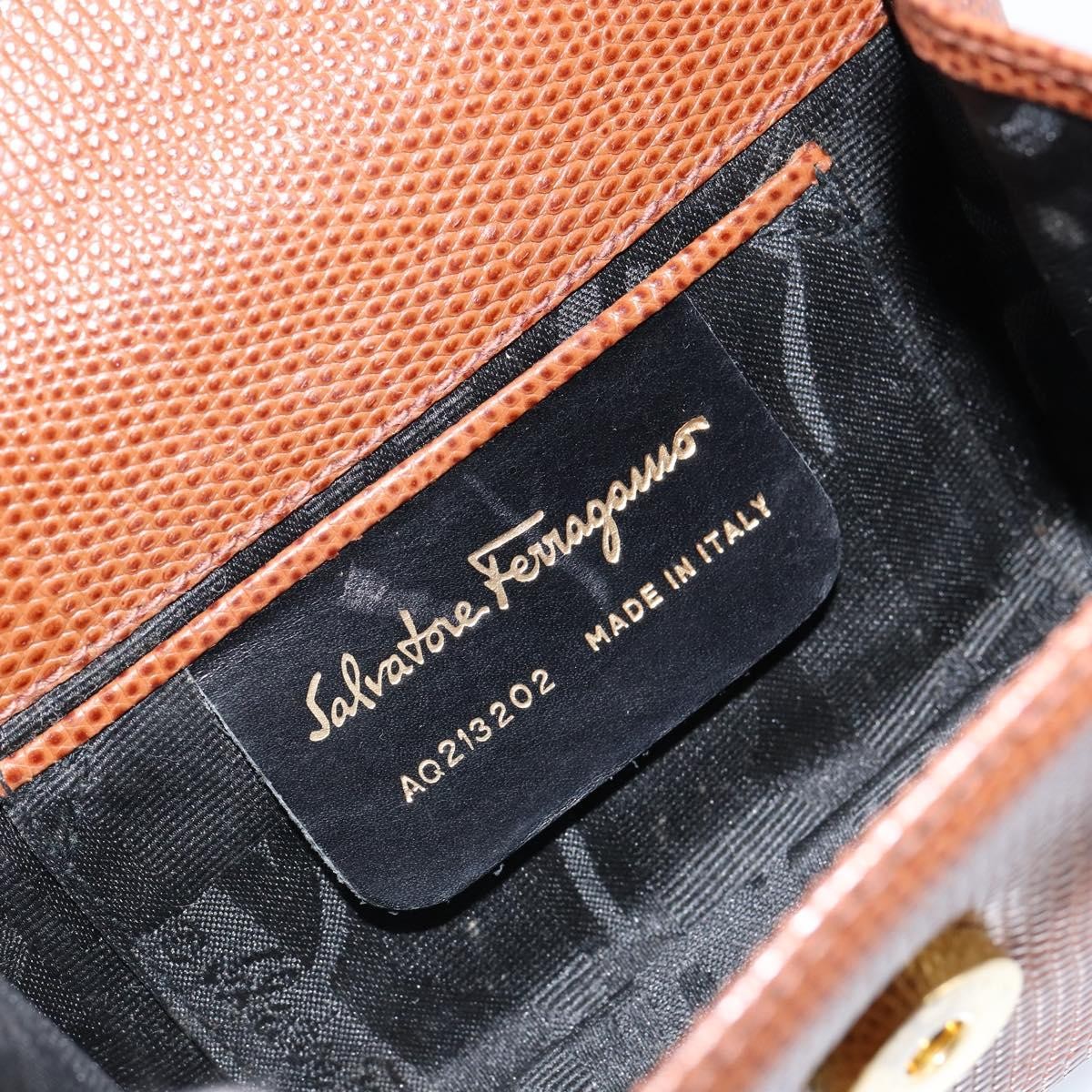 Salvatore Ferragamo Vala Shoulder Bag Embossed Leather, BROWN, LEATHER, Shoulder bag