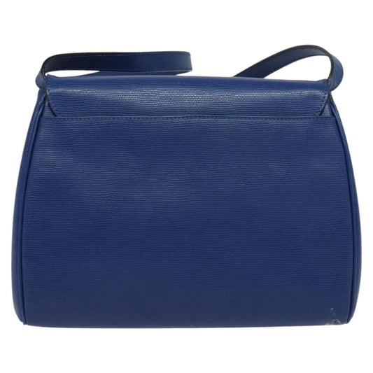 Celine Vintage Circle Logo Crossbody Bag Leather, BLUE, LEATHER, Crossbody bag