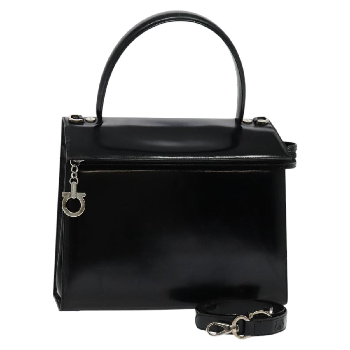 Salvatore Ferragamo Gancini handbag Patent leather, BLACK, PATENT_LEATHER, Handbag