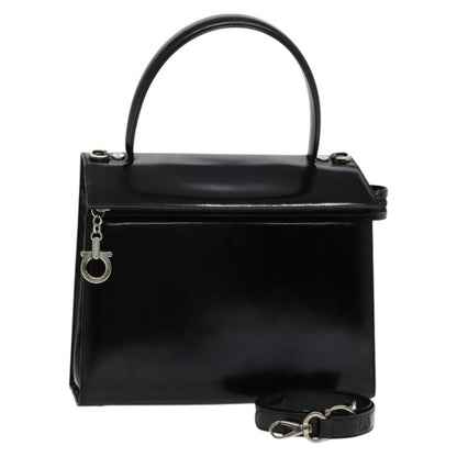 Salvatore Ferragamo Gancini handbag Patent leather, BLACK, PATENT_LEATHER, Handbag