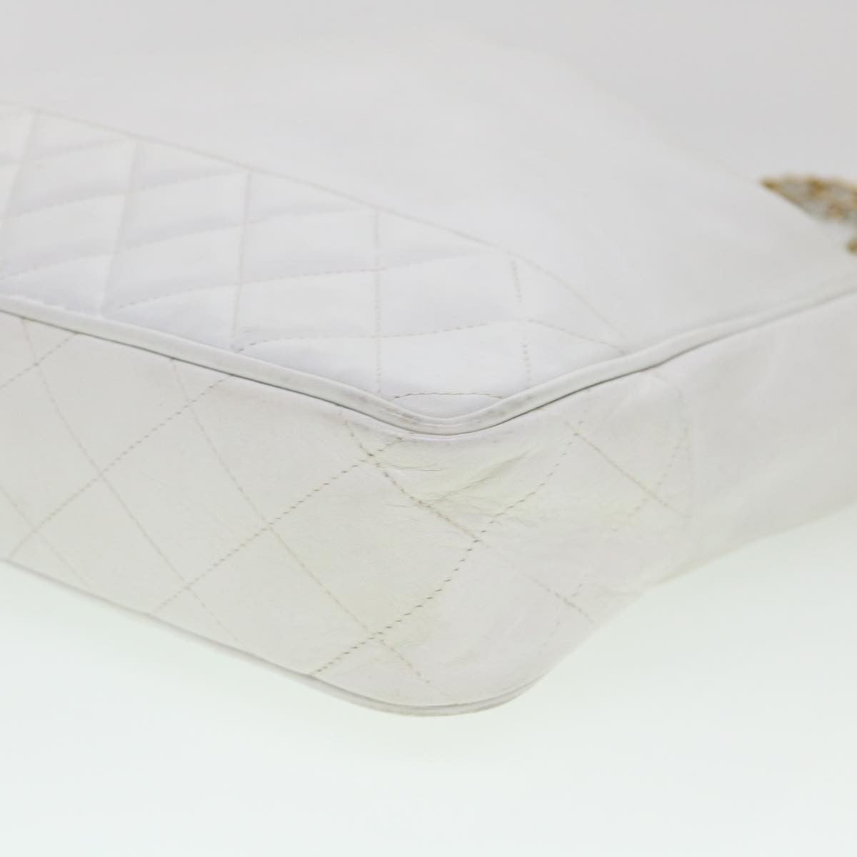 Chanel Vintage Shopping Tote Lambskin, WHITE, LEATHER, Shoulder bag